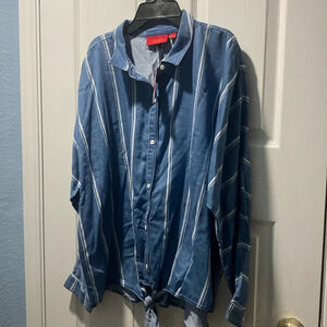 Jennifer, Lopez Striped denim shirt size XL Y-10